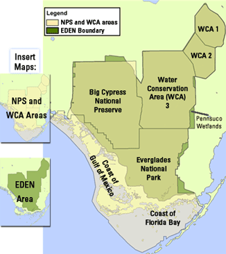 map showing areas within south Florida