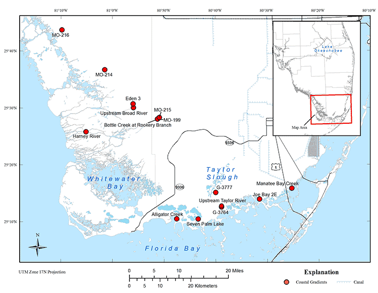 Location map showing Coastal Gradients sites
